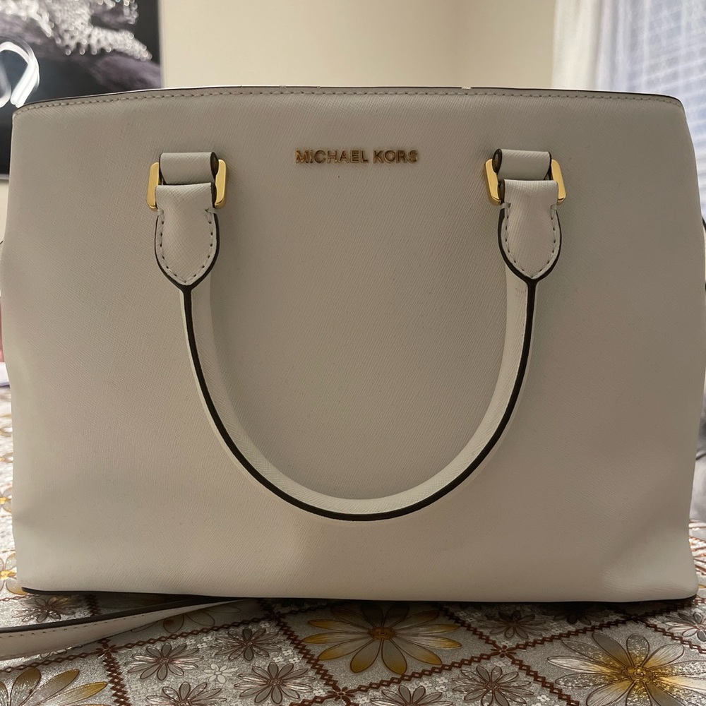 Michael Kors White Sutton Leather Satchel